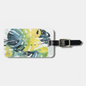 名前の追加 |水彩サンセットヤシの木葉の ラゲッジタグ (正面横)