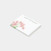 名前の追加 |水彩ピンクの花 ポストイット (アングル)