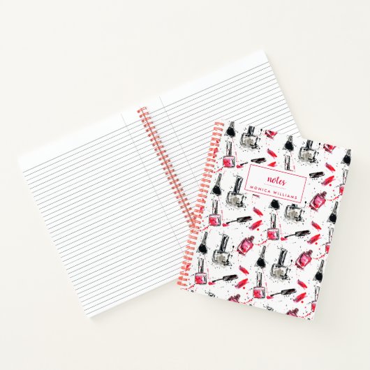 名前の追加 |水彩爪、 ネイル研磨模様 ノートブック (内部)