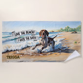 名前の追加、波のドイツ語の短縮形ポインタ ビーチタオル (正面)