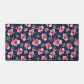 名前の追加 |濃いピンクの水の色パターン デスクマット (正面)