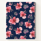 名前の追加 |濃いピンクの水の色パターン ノートブック (裏面)