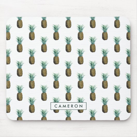 名前の追加 |熱帯パイナップル水彩 マウスパッド (正面)