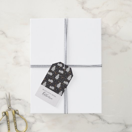 名前の追加 |熱帯ベビースロッスパターン ギフトタグ (より糸付き)