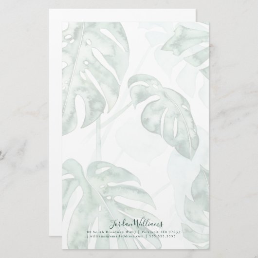 名前の追加|熱帯ヤシの裂け葉 便箋 (正面/裏面)