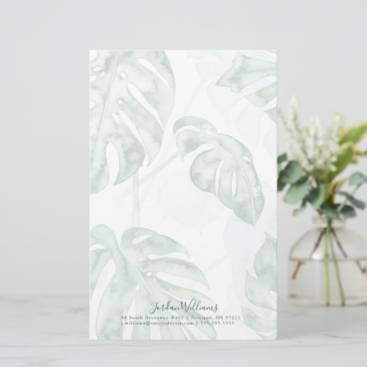 名前の追加|熱帯ヤシの裂け葉 便箋 (スタンド正面)