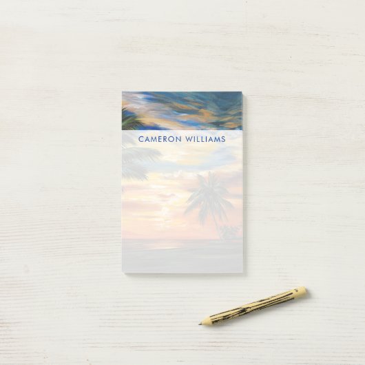 名前の追加 |熱帯素晴らし夕日 ポストイット (デスク上)