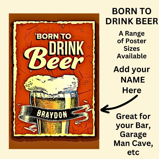 名前の追加 – 生まれビールを飲む ポスター