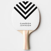 名前の追加（白と黒のミニマリストシェブロン） 卓球ラケット (正面)