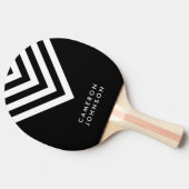 名前の追加（白黒）ミニマリストシェブロン 卓球ラケット (横)