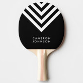 名前の追加（白黒）ミニマリストシェブロン 卓球ラケット (正面)