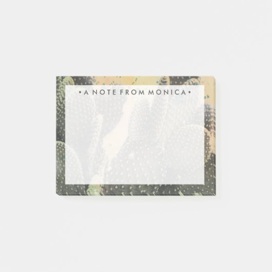 名前の追加 |砂漠サボテン |グリーン(ばちゃばちゃ)跳ねる ポストイット (正面)