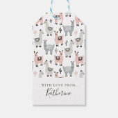 名前の追加 |笑顔のラマ模様 ギフトタグ (正面)