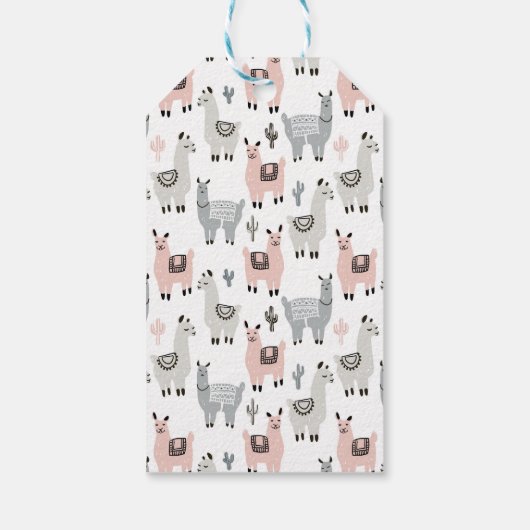名前の追加 |笑顔のラマ模様 ギフトタグ (裏面)