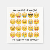 名前の追加 – 絵文字バースデーパーティーパーソナライズされた スタンダードカクテルナプキン (正面)