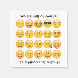 名前の追加 – 絵文字バースデーパーティーパーソナライズされた スタンダードカクテルナプキン