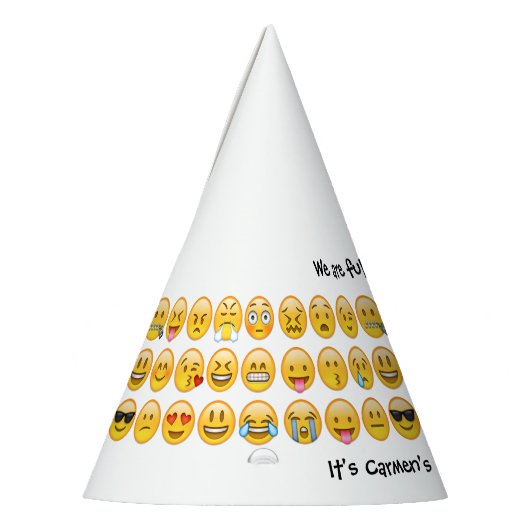 名前の追加 – 絵文字バースデーパーティーパーソナライズされた パーティーハット (左)