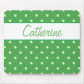 名前の追加 – 緑の水玉模様 マウスパッド (正面)