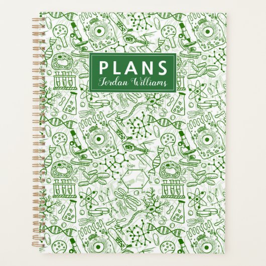 名前の追加 |緑の生物学パターン プランナー手帳 (正面)