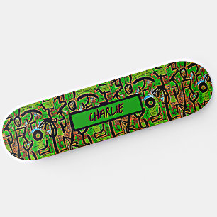名前の追加、緑の茶色のグラフティスケートボード スケートボード