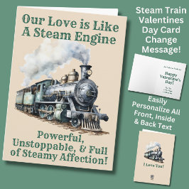 名前の追加、緑の蒸気列車エンジンバレンタインデー カード