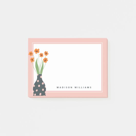 名前の追加 |花瓶と花束のポストイットノート ポストイット (正面)