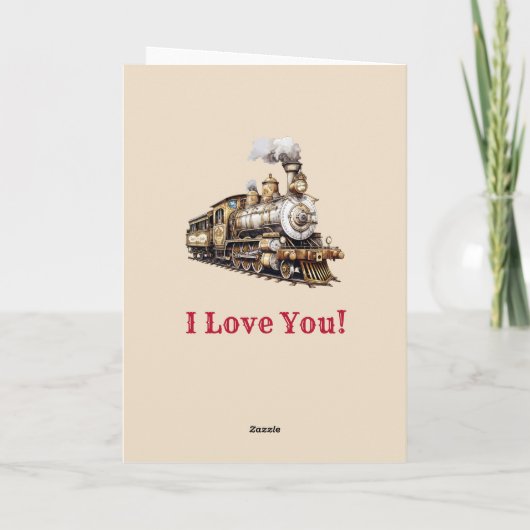 名前の追加、蒸気列車エンジンバレンタインデイカード カード (裏面)
