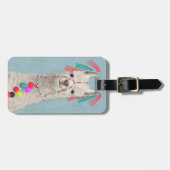 名前の追加 |装飾ラマ – 白 ラゲッジタグ (正面横)