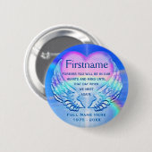 名前の追加 |記念 |虹のハート 缶バッジ (正面&裏面)