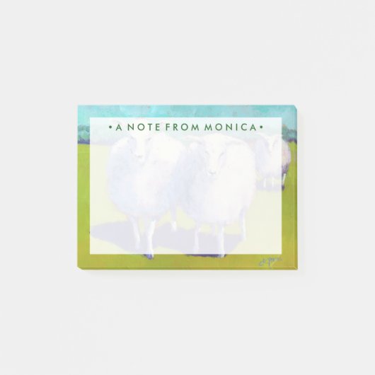 名前の追加 |野原の羊2頭 ポストイット (正面)