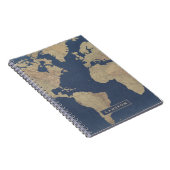 名前の追加 |金ゴールドとブルーワールドマップ ノートブック (右側)