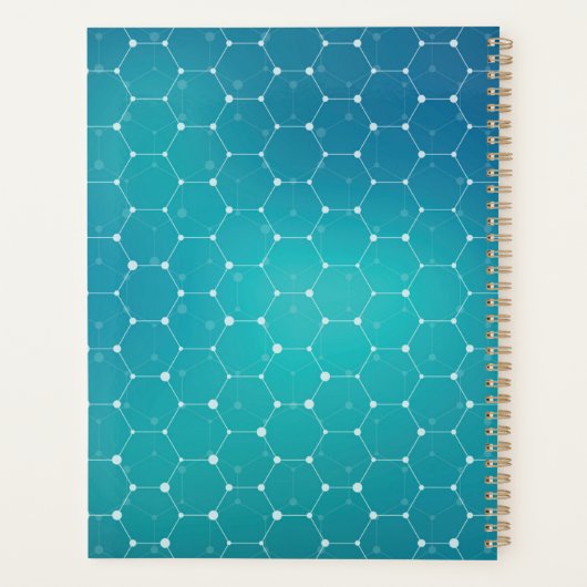 名前の追加 |青いティール（緑がかった色）DNAパターン プランナー手帳 (裏面)