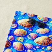 名前の追加、青い砂の貝殻 ビーチタオル (インサイチュ)