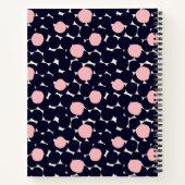名前の追加 |青とピンクの大きなドットパターン ノートブック (裏面)
