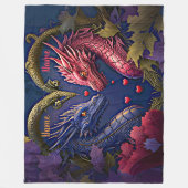 名前の追加,青とピンクカップルのドラゴン フリースブランケット (正面)