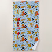 名前の追加 – 青の子の海賊シンボルのアイコン ビーチタオル (正面)