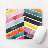 名前の追加 |鮮やかな水彩シェブロンI マウスパッド (マウス)