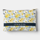 名前の追加 |黄色と青の水色パターン アクセサリーポーチ (裏面)