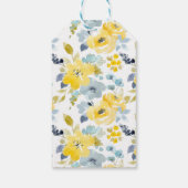 名前の追加 |黄色と青の水色パターン ギフトタグ (裏面)