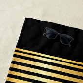 名前の追加、黒ストライプの金ゴールド ビーチタオル (インサイチュ)