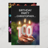 名前の追加， 100th Birthday party Invitation 招待状 (正面/裏面)