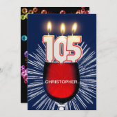 名前の追加, 105th誕生日パーティー招待,ワイン 招待状 (正面/裏面)