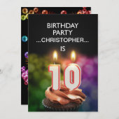 名前の追加， 10th Birthdayパーティーへの招待 招待状 (正面/裏面)