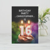 名前の追加， 16th Birthday party Invitation 招待状 (スタンド正面)