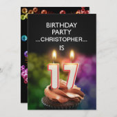 名前の追加， 17th Birthday party Invitation 招待状 (正面/裏面)