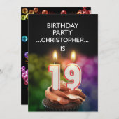 名前の追加， 19th Birthday party Invitation 招待状 (正面/裏面)