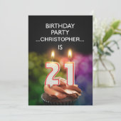 名前の追加， 21歳の誕生日パーティの招待状 招待状 (スタンド正面)