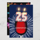 名前の追加， 25th誕生日パーティー招待，ワイン 招待状 (正面/裏面)