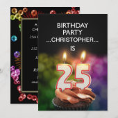 名前の追加， 25th Birthdayパーティーの招待 招待状 (正面/裏面)