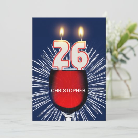 名前の追加, 26th誕生日パーティー招待,ワイン 招待状 (スタンド正面)